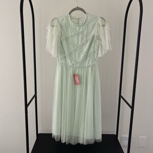 NWT IVY CITY CO | Whimsical Tulle Tara Midi Dress in Mint Green | Size Small